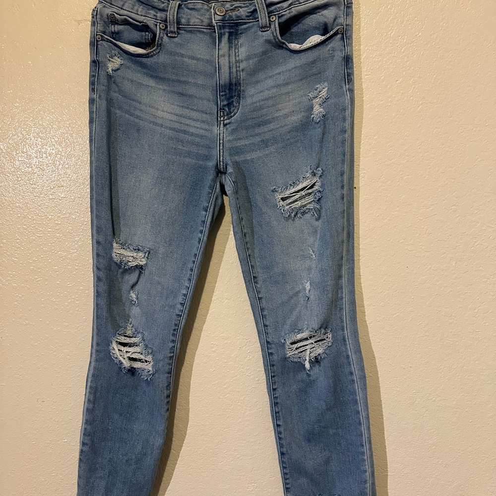 Distressed Blue Jeans